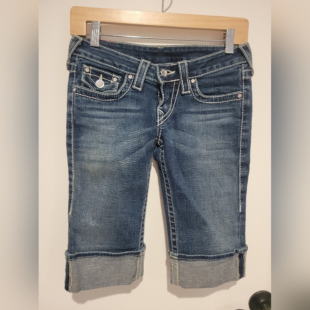 True Religion Cropped Blue Jeans